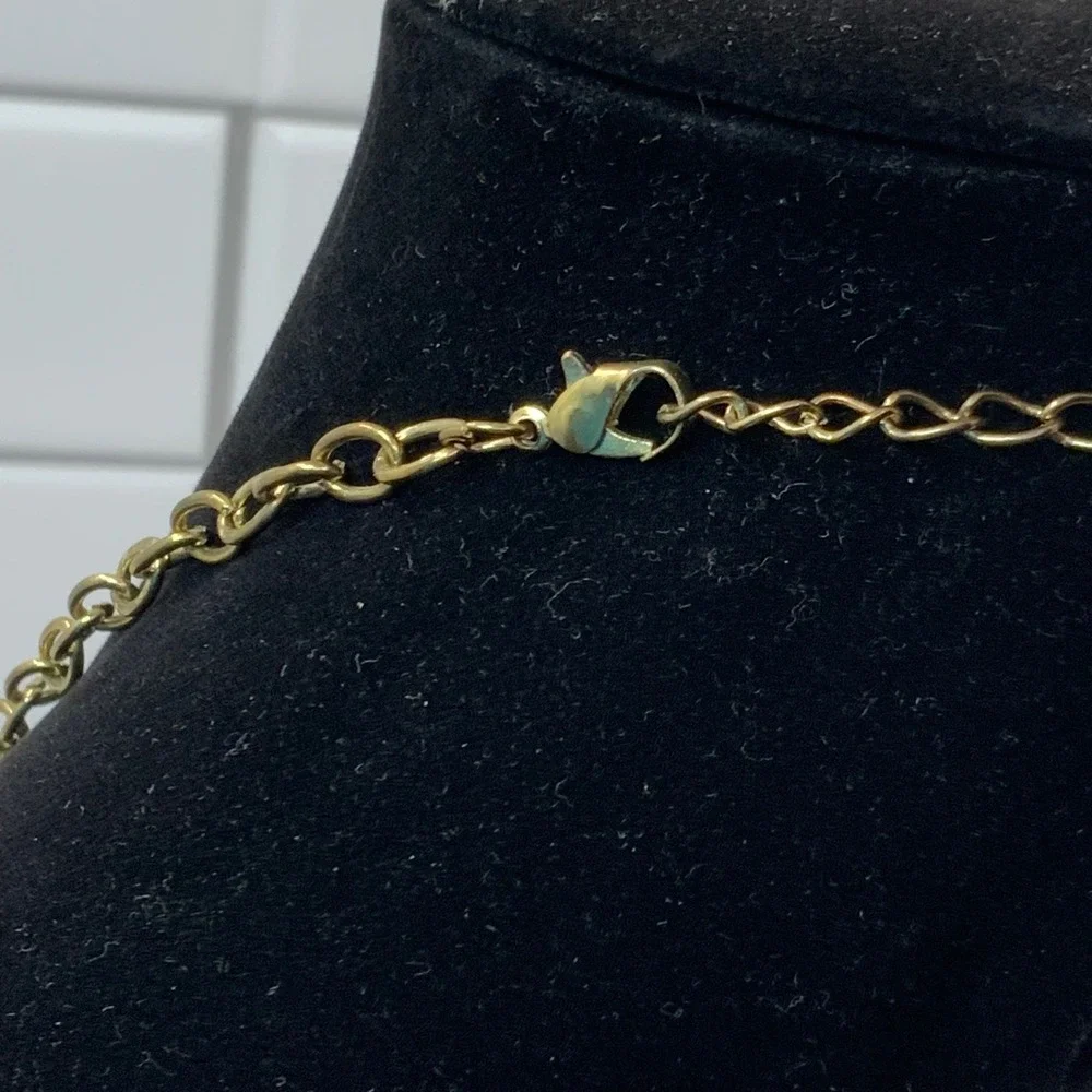 Emerald Green Geometric Statement Bib Necklace Gold‎ Tone Faceted Stone Cluster